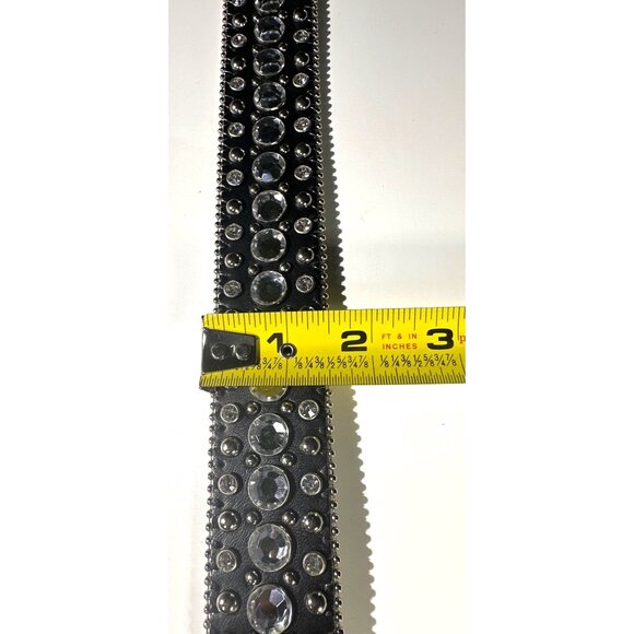 BHW Black Leather & Rhinestone Belt Women’s Size Large - Picture 6 of 16